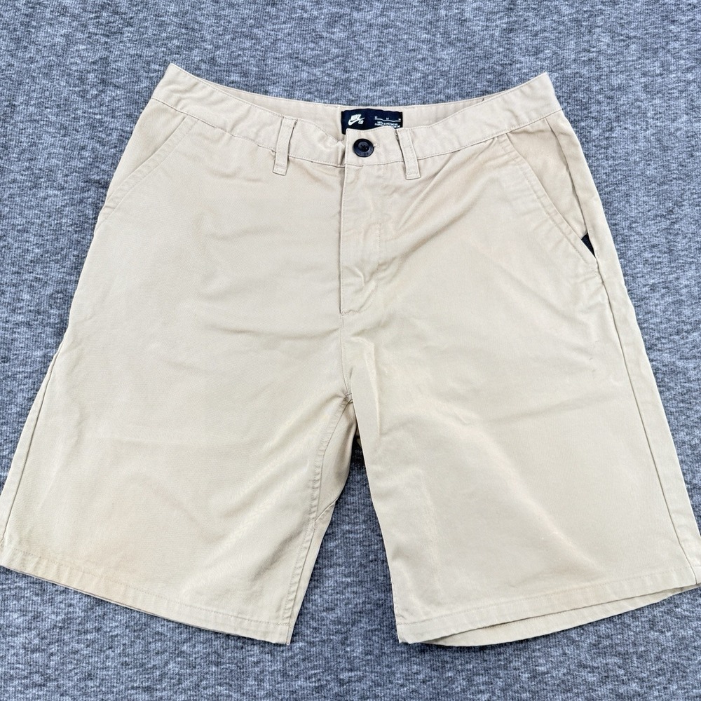 Nike SB Shorts Mens 32 Khaki Flat Front Chinos Skate Streetwear Mid‎ Rise